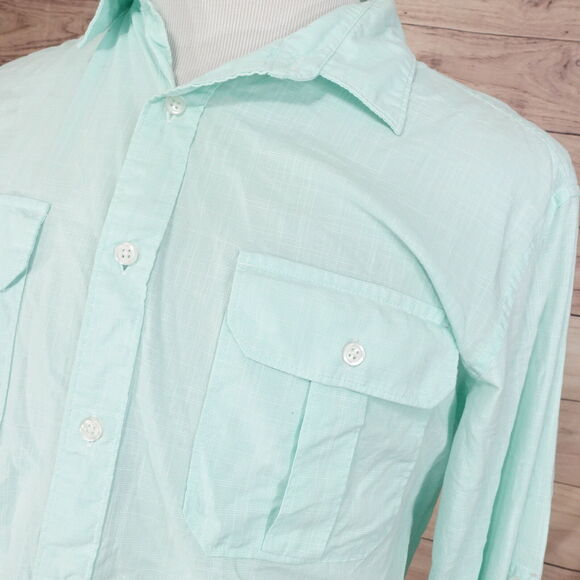 APT 9 GREEN BREEZY LONG SLEEVE BUTTON DOWN SHIRT MENS SIZE L LARGE - Picture 2 of 7